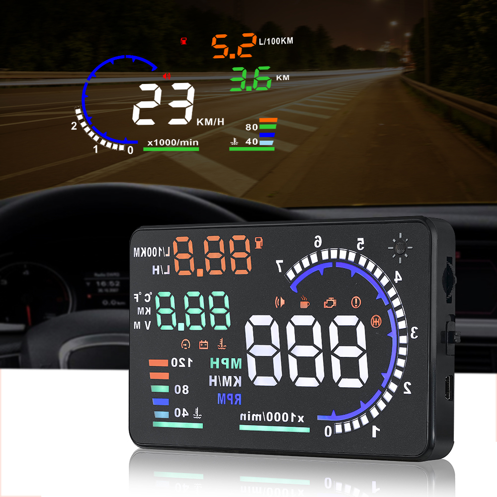 Anemometer Wind Speed - AD 5.5'' OBD2 HUD Car Head