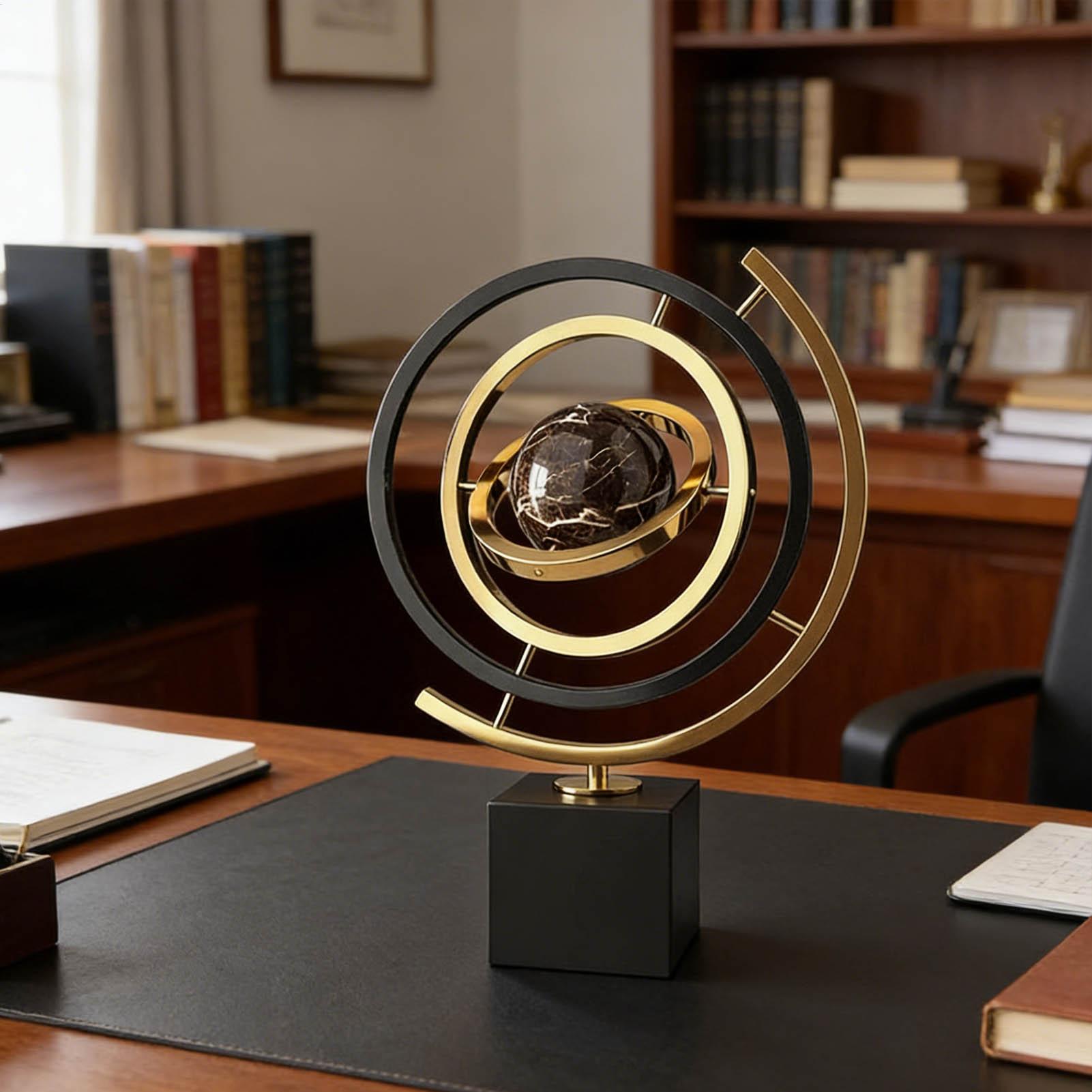 Solar System Orrery - Rotating Globe Metal Ornament Home Accent