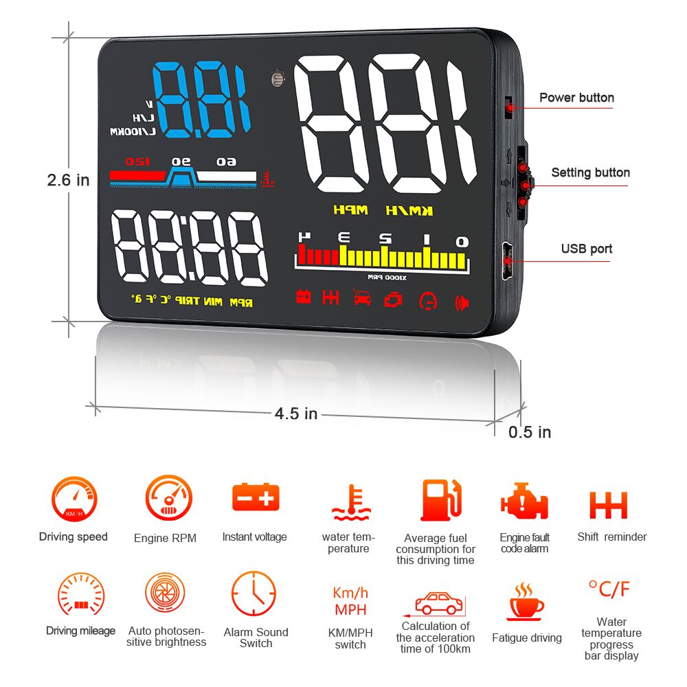 D5000 Digital OBD2 Car Windshi - Anemometer Wind Speed avis et prix