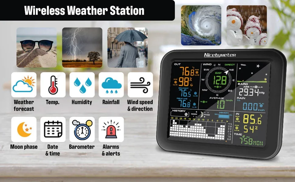 Outdoor Wind Speed Rainfall Wi - Weather Station Indoor avis et prix