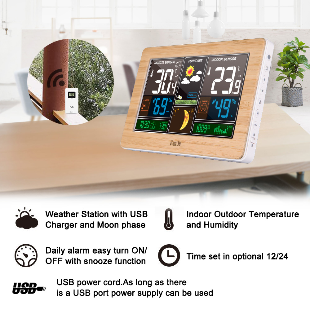 FanJu FJ3378 Digital Alarm Clo - Weather Station Indoor avis et prix